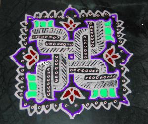 wet maavu kolam with PC coloring