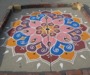 Rangoli: diwali rangoli at LA temple - for contest