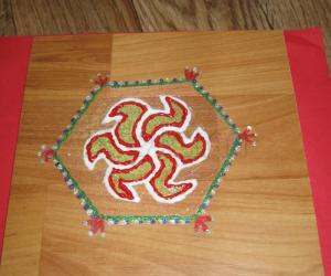 Rangoli: Rangoli  on wooden plank