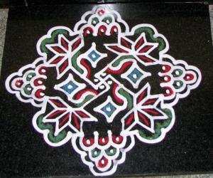 10 x 10 dotted rangoli