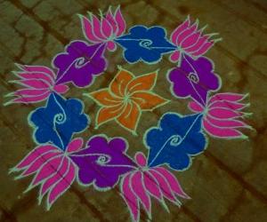 Rangoli: Dotted Lotus kolam