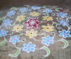 Flower design kolam