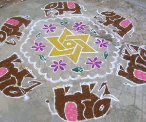 Elephant design - Margazhi kolam