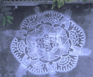 Hexa flower rangoli