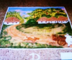 Landscape Powder rangoli freehand 