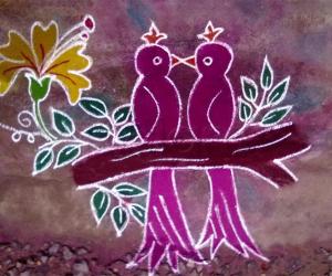 Rangoli: Valentine's day rangoli birds