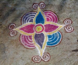 Simple free hand rangoli 