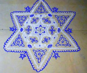 white/violet fusion kolam.