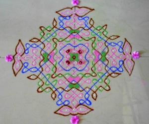 Multicoloured chikku kolam