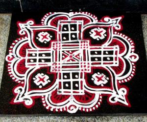 Red and white Padikolam