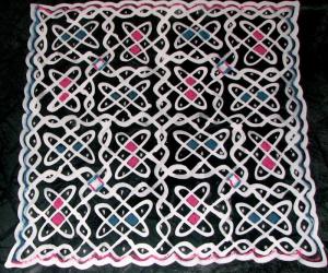  wet maavu kolam with 15-15 dots