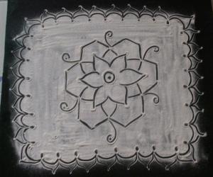 black kolam on white base