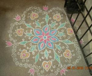 Rangoli on Vinayaka Chavithi