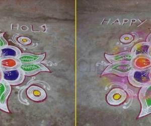 Holi Rangoli - Before and after