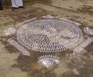 Rangoli: Free hand lotus