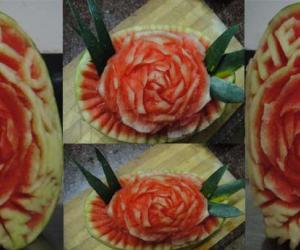 Rangoli: rose water melon carving 