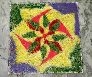 Simple Flower Rangoli for Vijayadashami