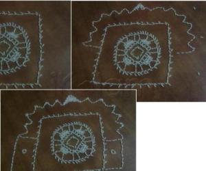 Rangoli: My first kolam with rice grain 