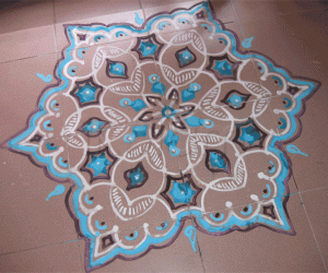 Purple and blue kolam