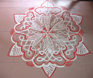 Rangoli: Red and white kolam