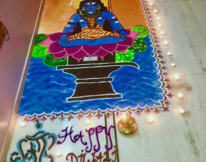 Rangoli With Diya 