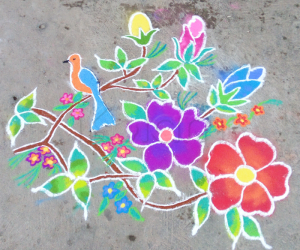 Freehand rangoli Bird