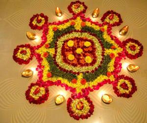 Rangoli with flowers