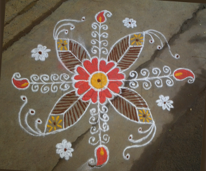 Rangoli design in orange