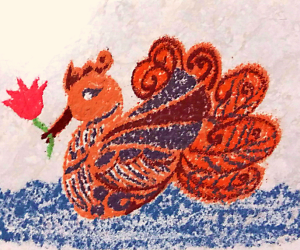 Navarathiri Day 7 Freehand Swan with Lotus rangoli with colours  