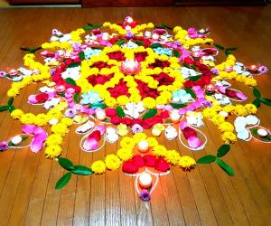 Free hand Diwali Dias Rangoli