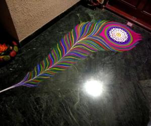 2018- Diwali- Threshold- peacock feather..