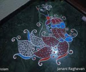 Home Kolams- Peacok rangoli