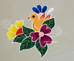 Bird and flowers rangoli 