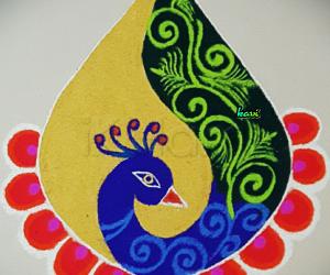 Vasantha Panchami peacock rangoli