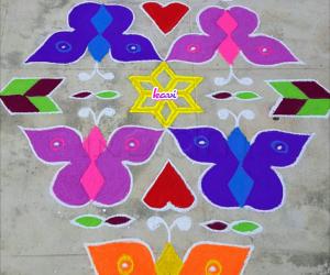 Butterfly kolam in 15 dots 