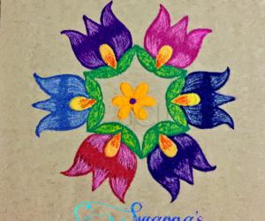 Colourful flower rangoli 