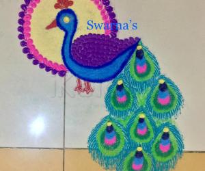 Peacock rangoli 