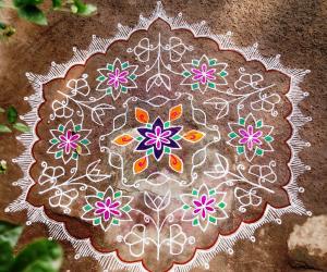 Flower carpet kolam