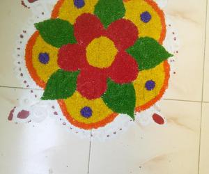 Rangoli using colored rice