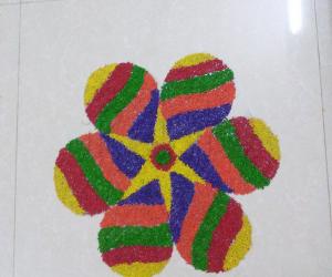 Rangoli using colored rice