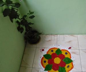 Rangoli using colored rice