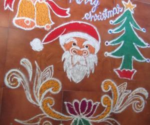 Rangoli: christmas kolam freehand design