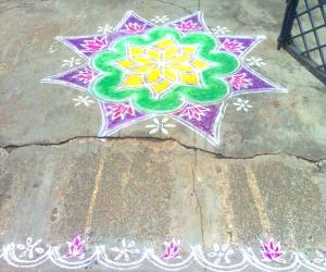 Free hand rangoli - lakshmi pooja