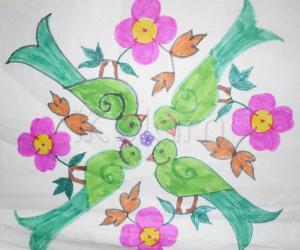 Parrot and flower Rangoli