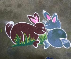 Rangoli: Rabbit kolam