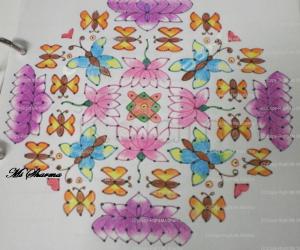 Rangoli: Lotus-Butterfly Kolam