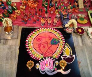 Saraswathy puja kolam