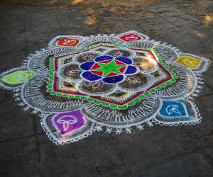 karthigai kolam in daylight