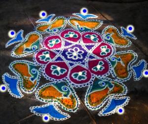 Rangoli: peacock hide