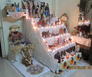 small size golu - with international dolls and Indian marapachis.